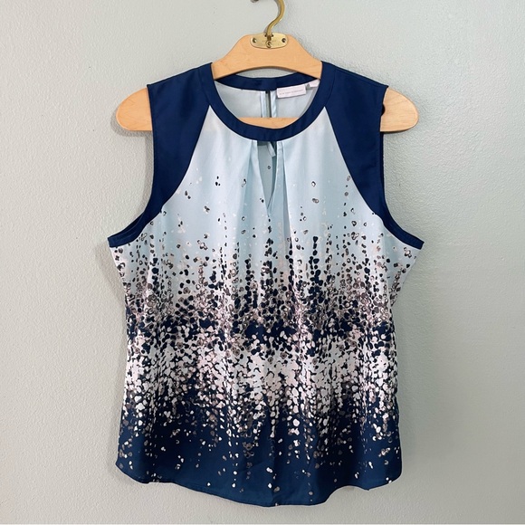 🦞New York & Company | Blue Sheer Tank Top Blouse - Picture 1 of 6
